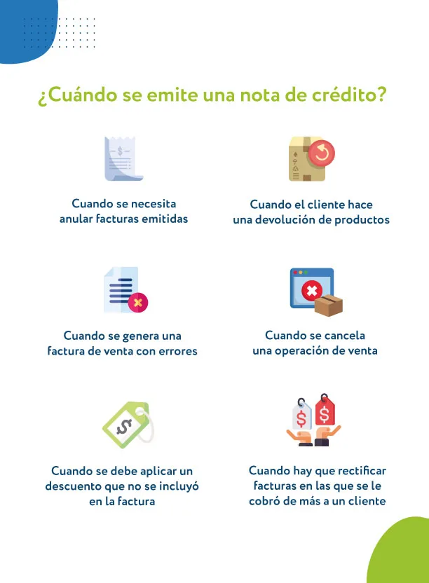 cuándo se emite una nota de crédito